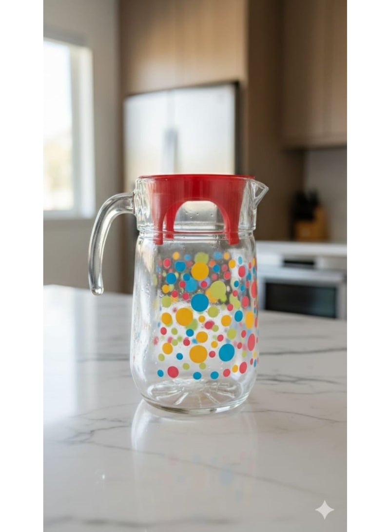 سيتى جلاس دورق زجاج شفاف بغطاء سعة 1.3 لتر – لتقديم الماء والعصائر - Image 1